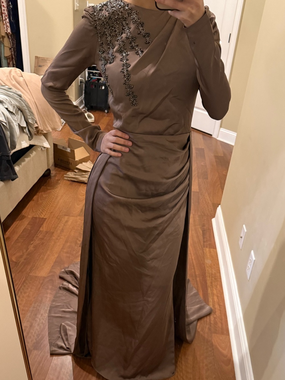Mauve gown with train